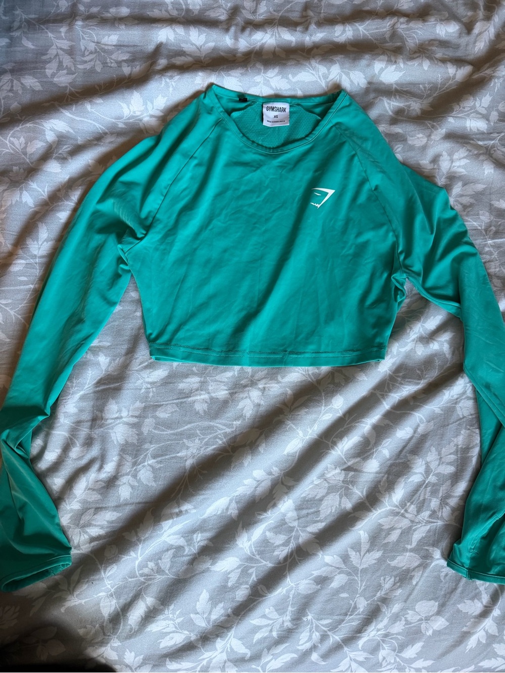 Gymshark Teal Cropped Long-Sleeve Athletic Top